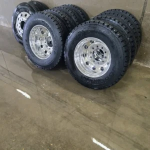 11R24.5 Tires mounted on Hub Pilot Rims Peterbilt Kenworth Mack Freightliner Volvo