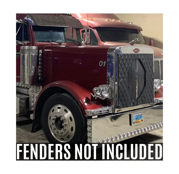 Peterbilt 379 Extended 127 BBC 67.5" Centerline Aluminum Hood (1987 To 2007) With Stainless Grille Assembly, Without Fenders